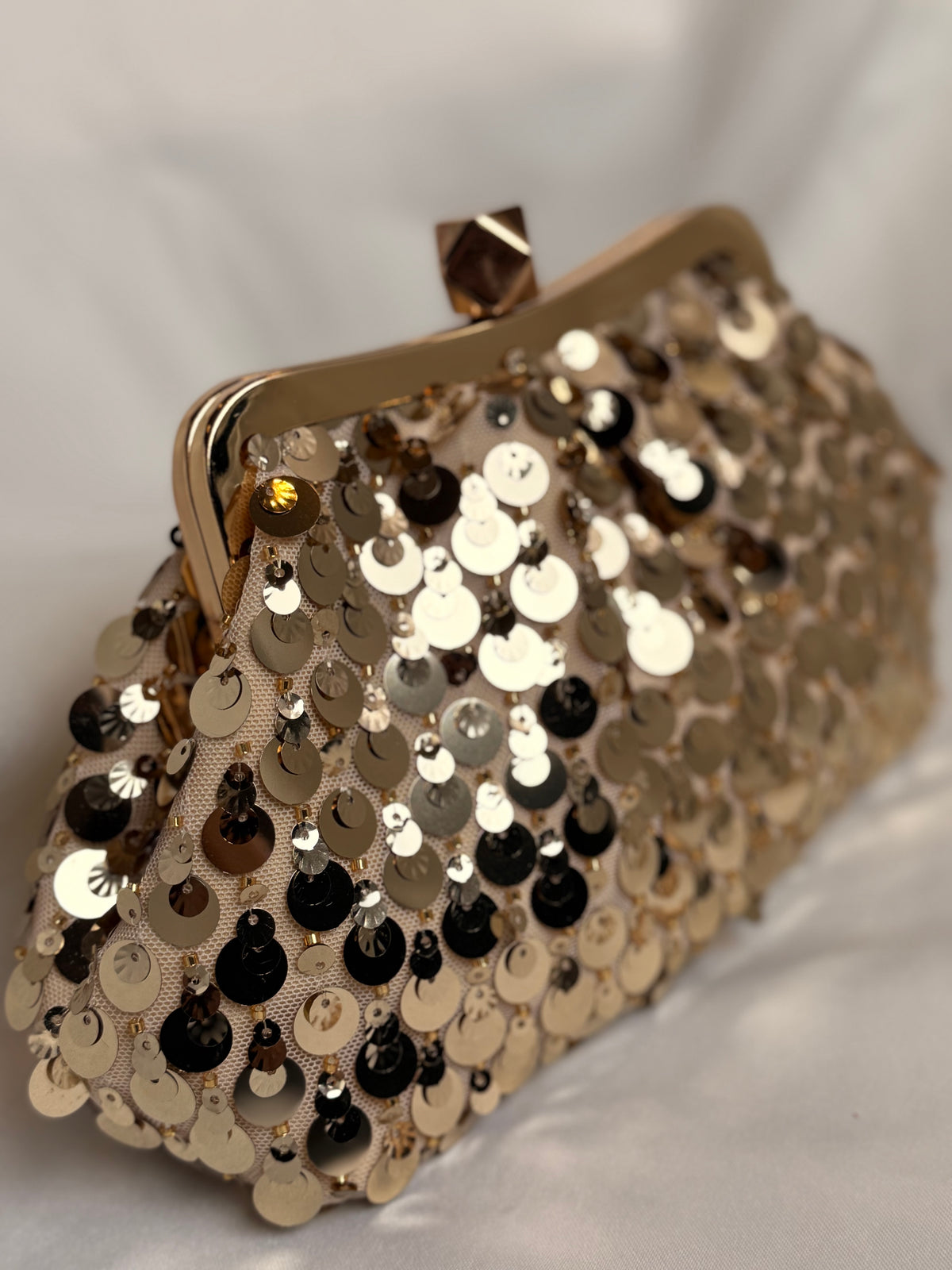 Sequin gold clutch