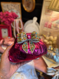 Hot pink clutch with multi rhinestone bow