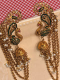 Green peacock clip pair
