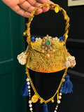 Blue embellished Indian clutch