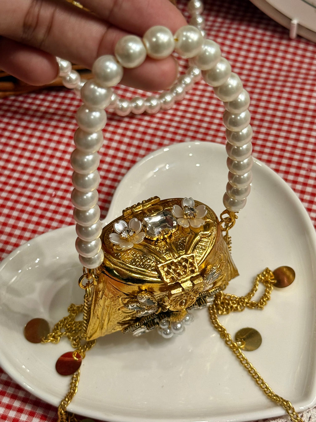 Bee embellished coin clutch