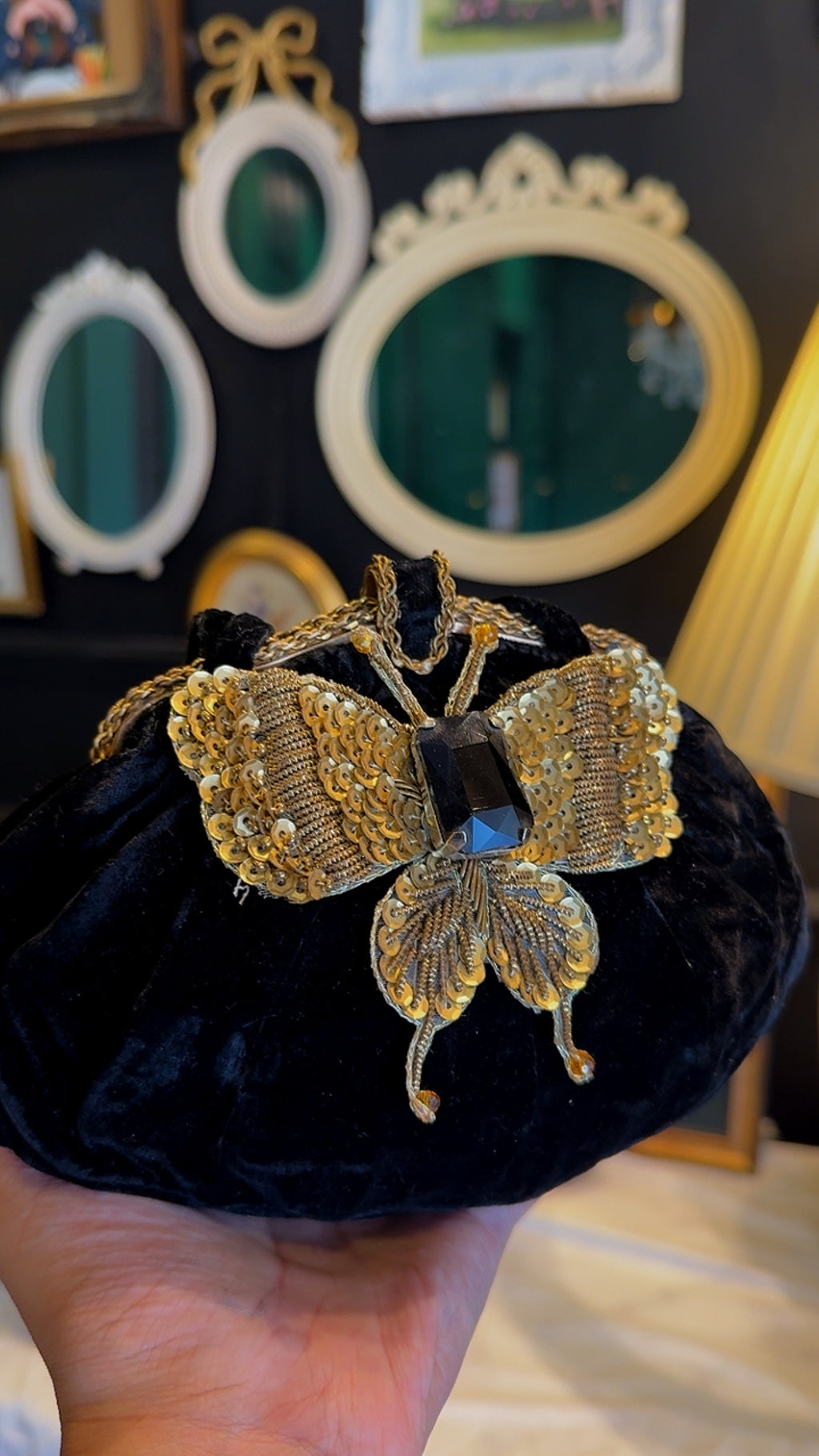 Velvet butterfly clutch