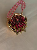 Gold base hot pink rose clutch
