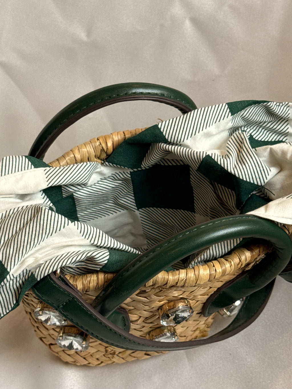 Green jute bucket bag