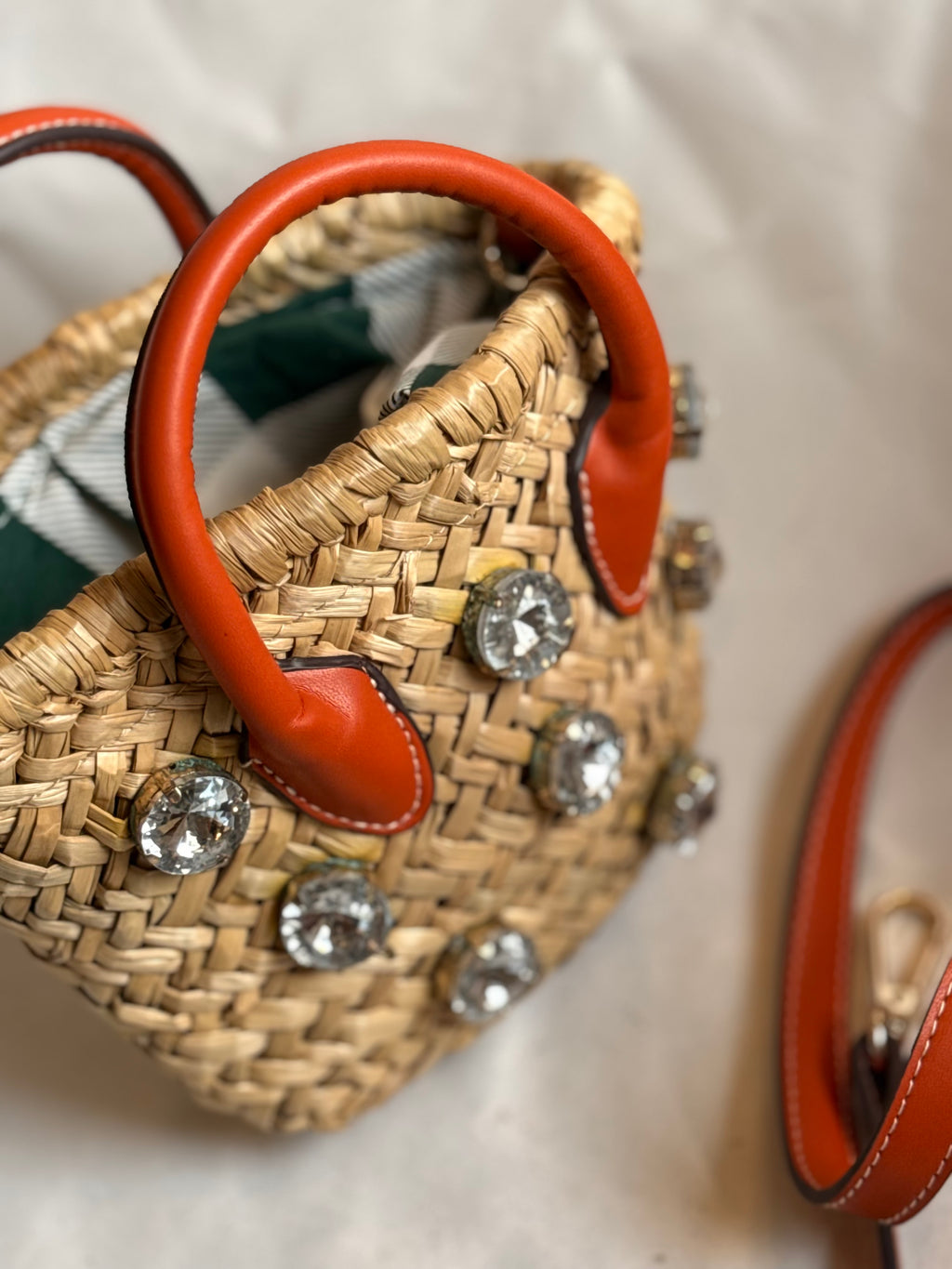 Orange jute bucket bag