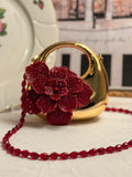 Maroon rose clutch