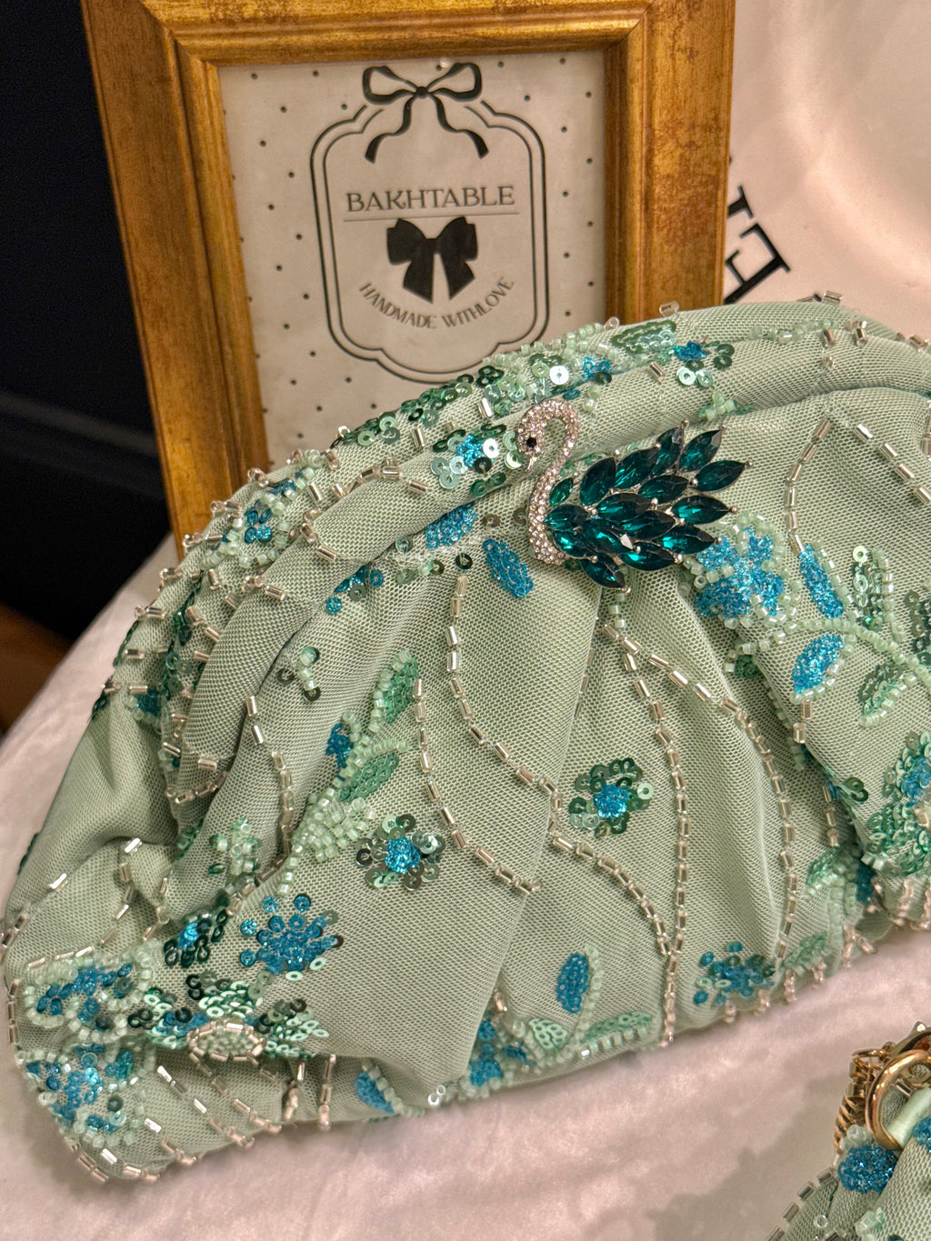Hand embellished clutch