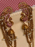 Pink peacock clip pair