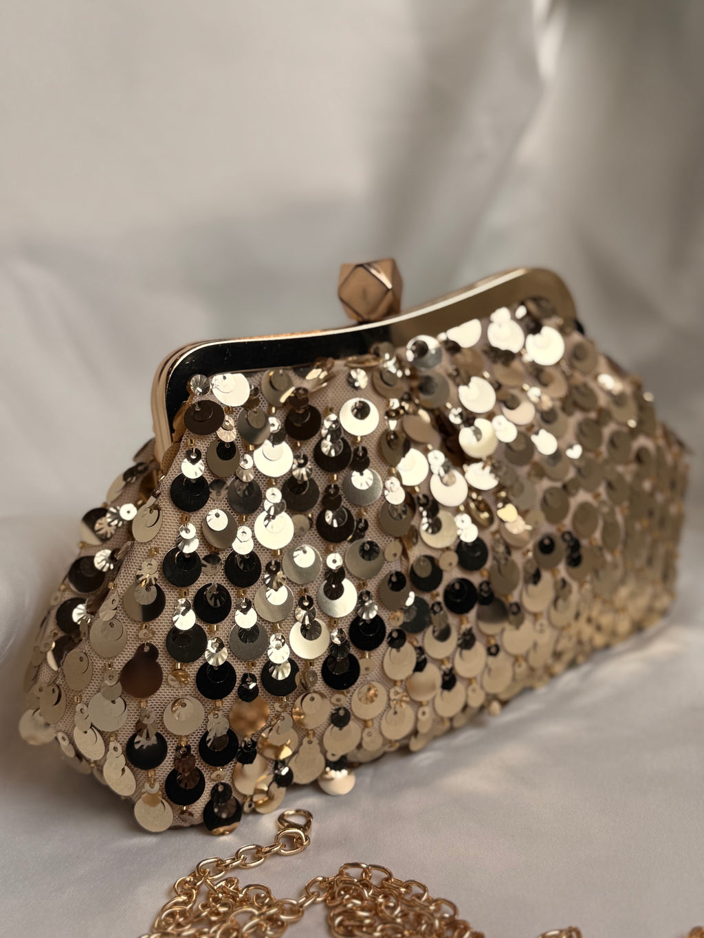 Sequin gold clutch