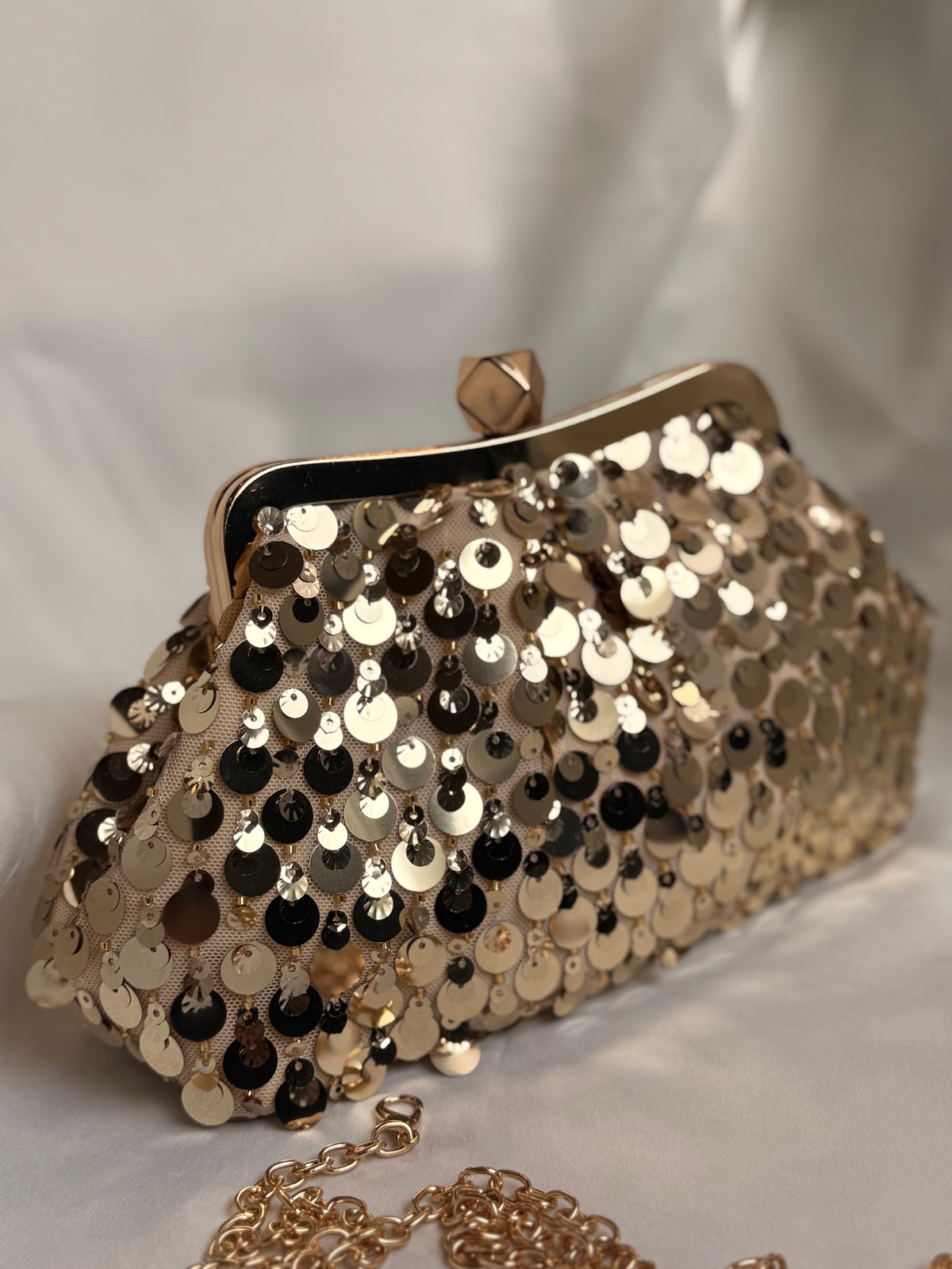 Sequin gold clutch