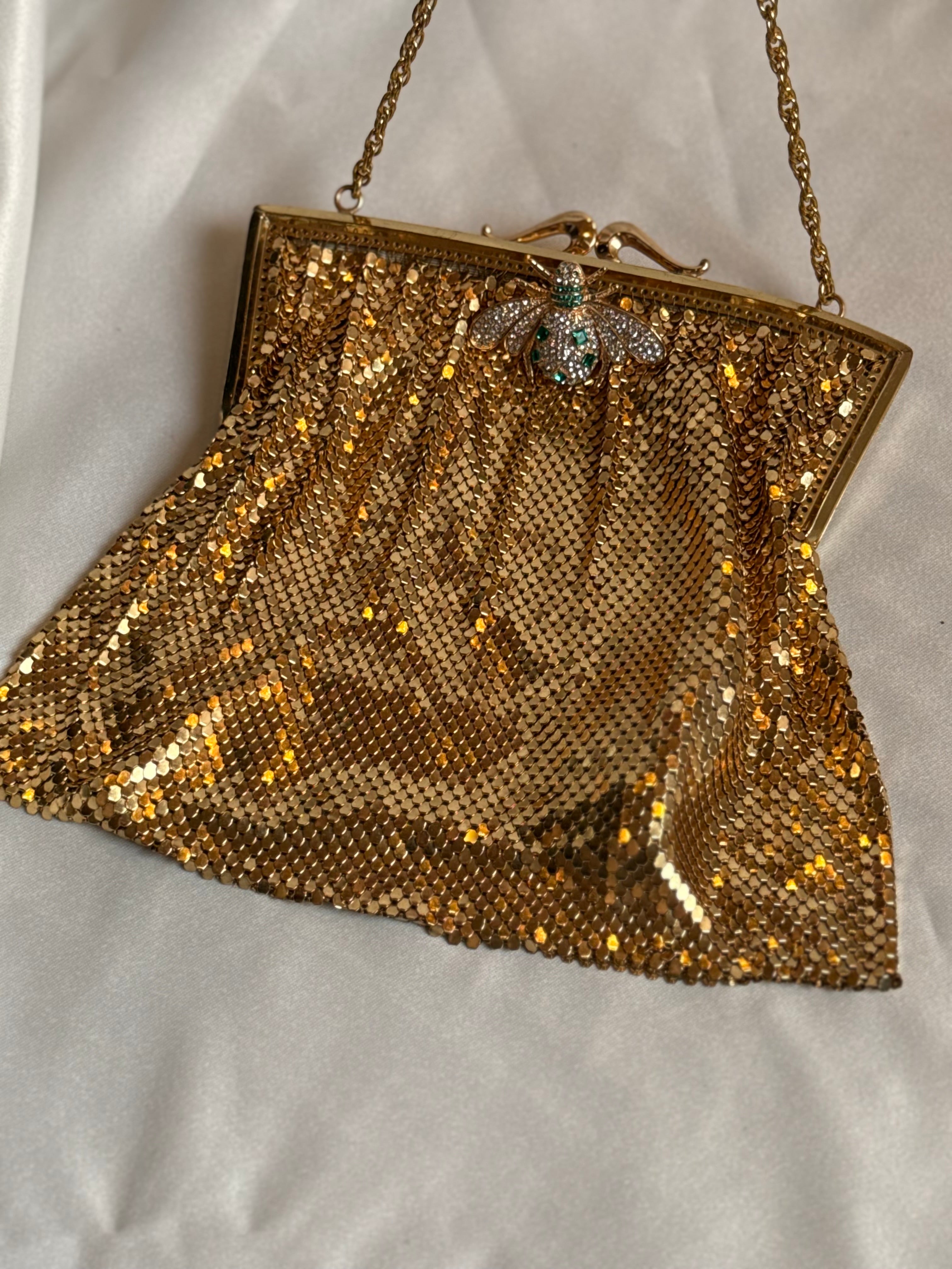 Gold mesh clutch
