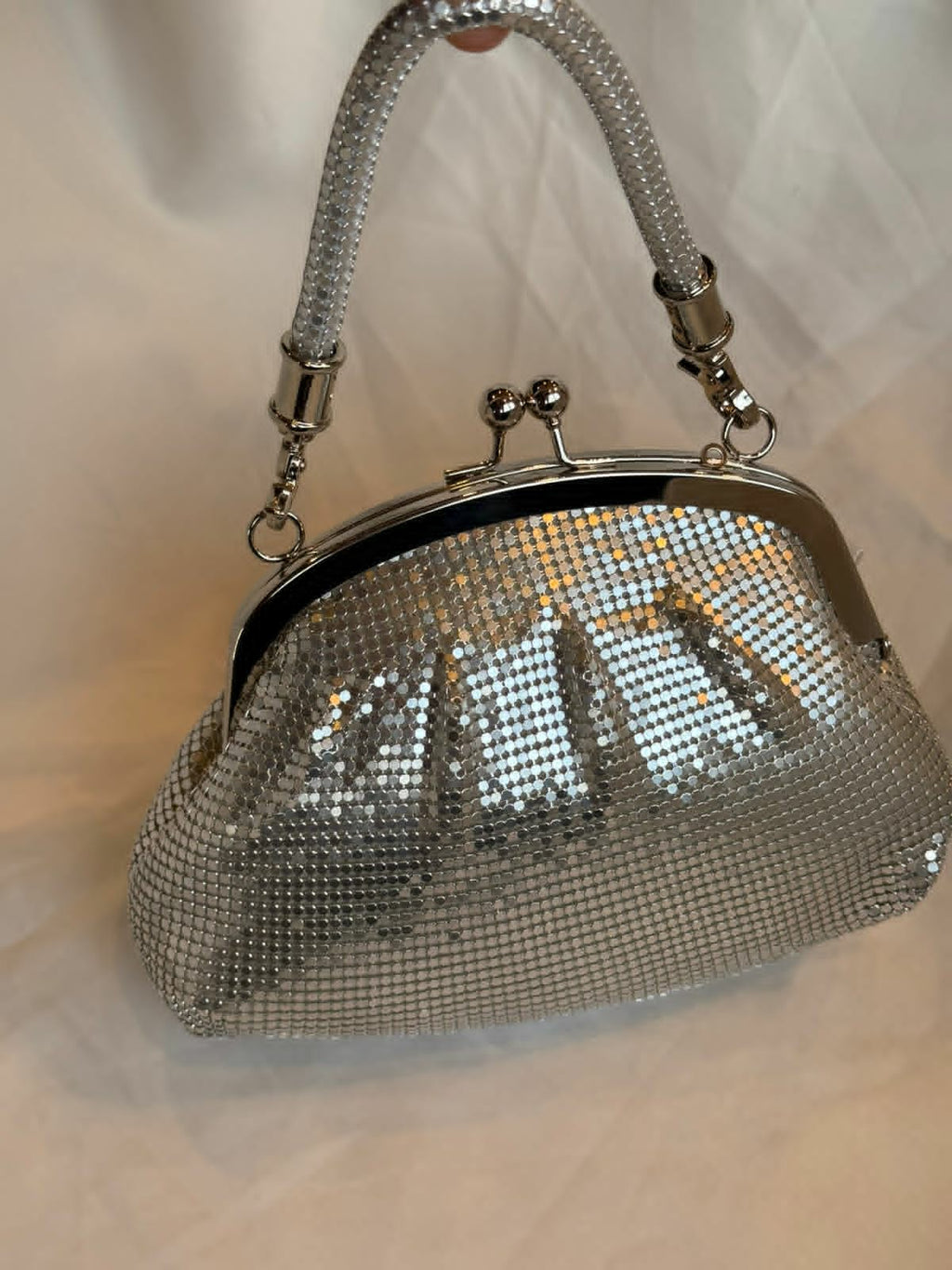 Vintage pure silver mesh clutch