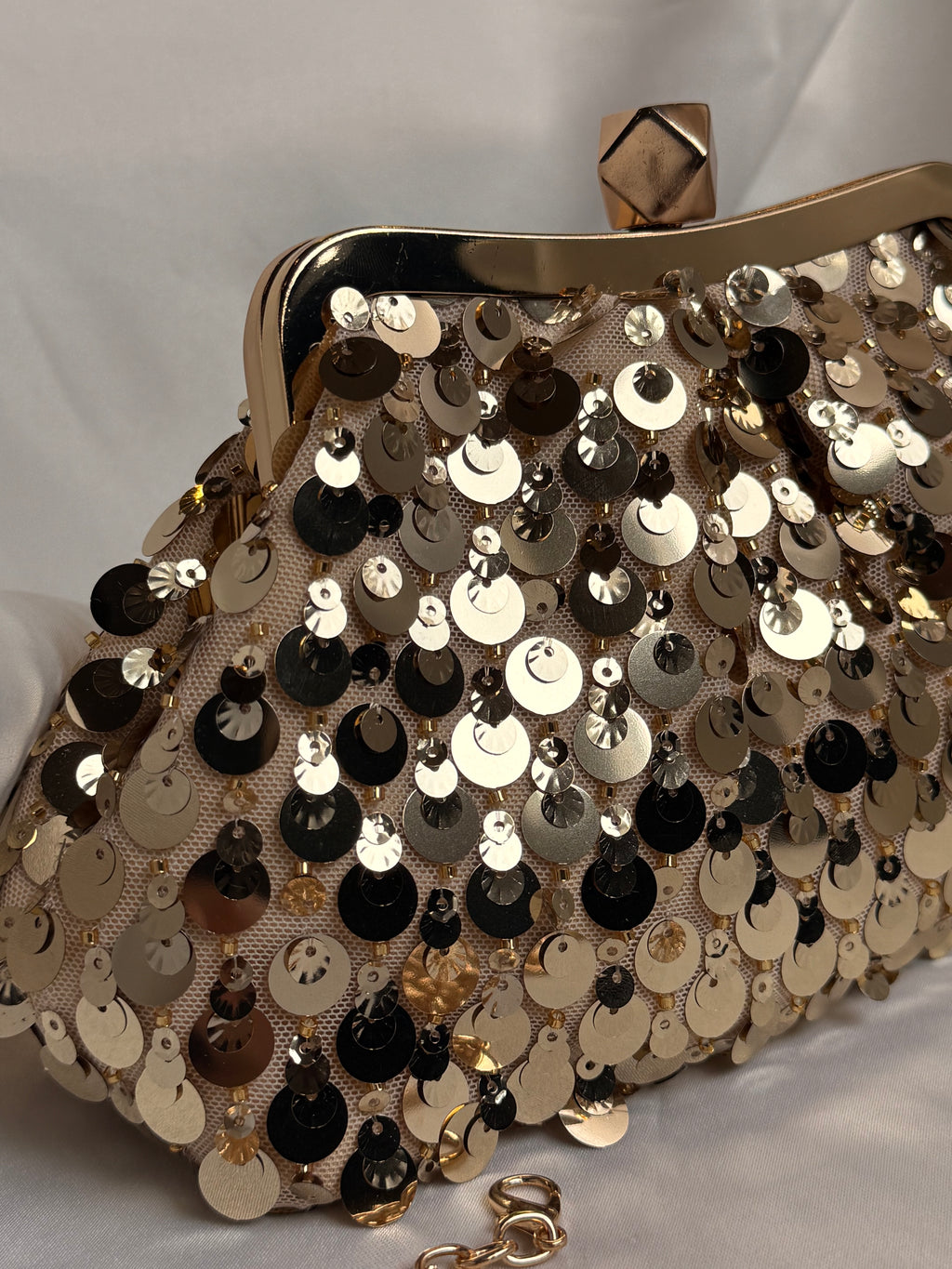 Sequin gold clutch