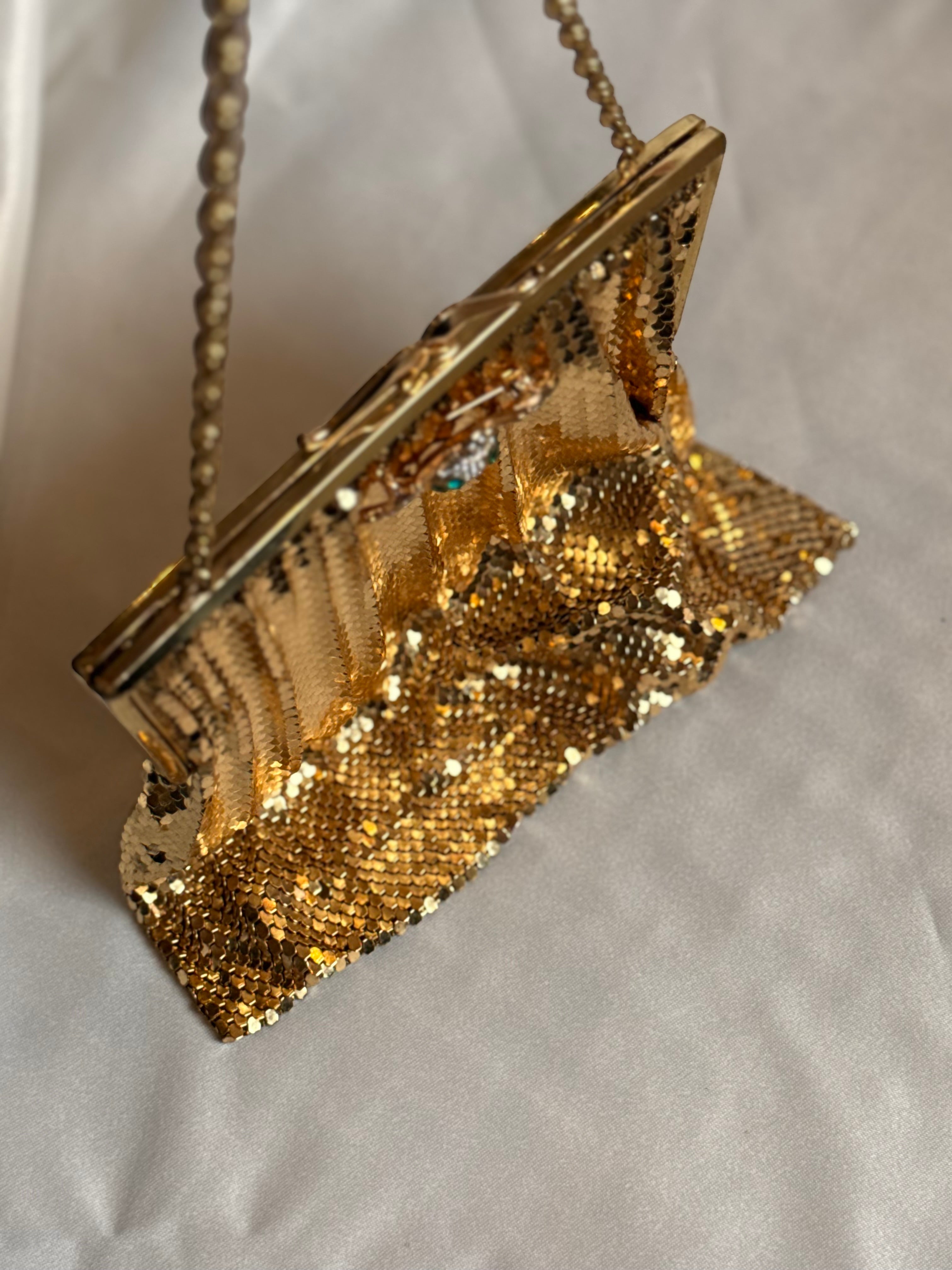 Gold mesh clutch