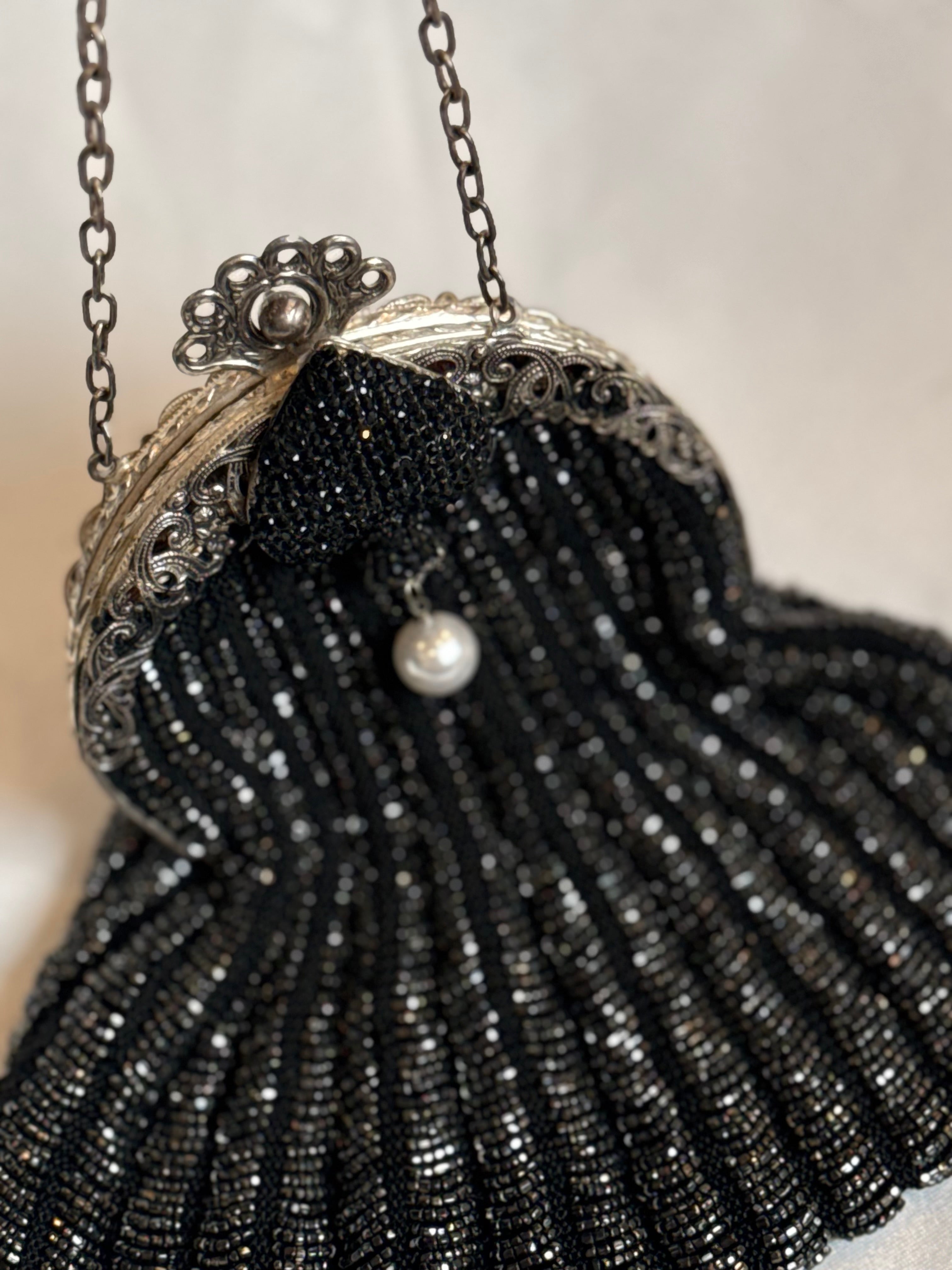 Vintage black knitted clutch