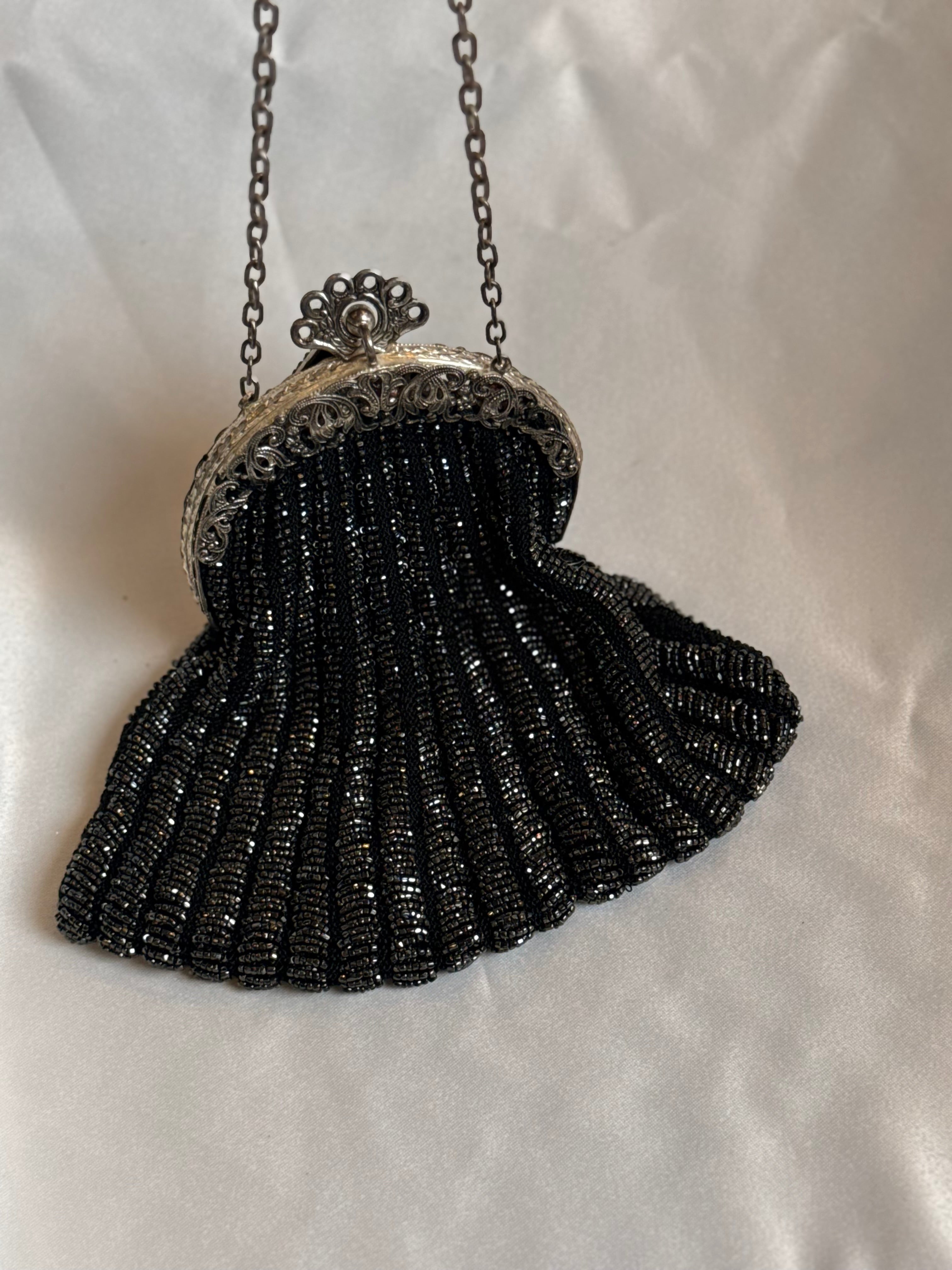 Vintage black knitted clutch