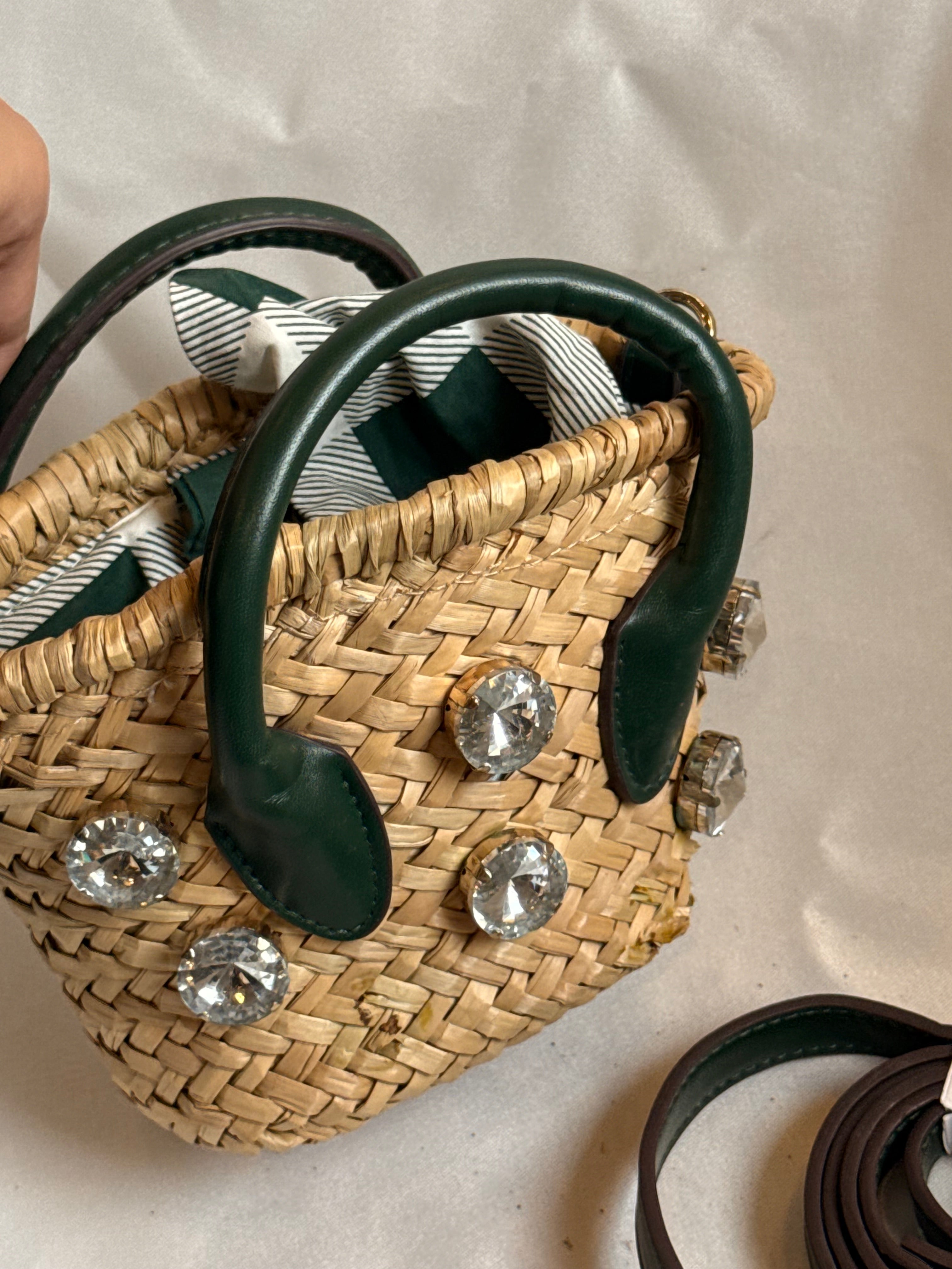 Green jute bucket bag