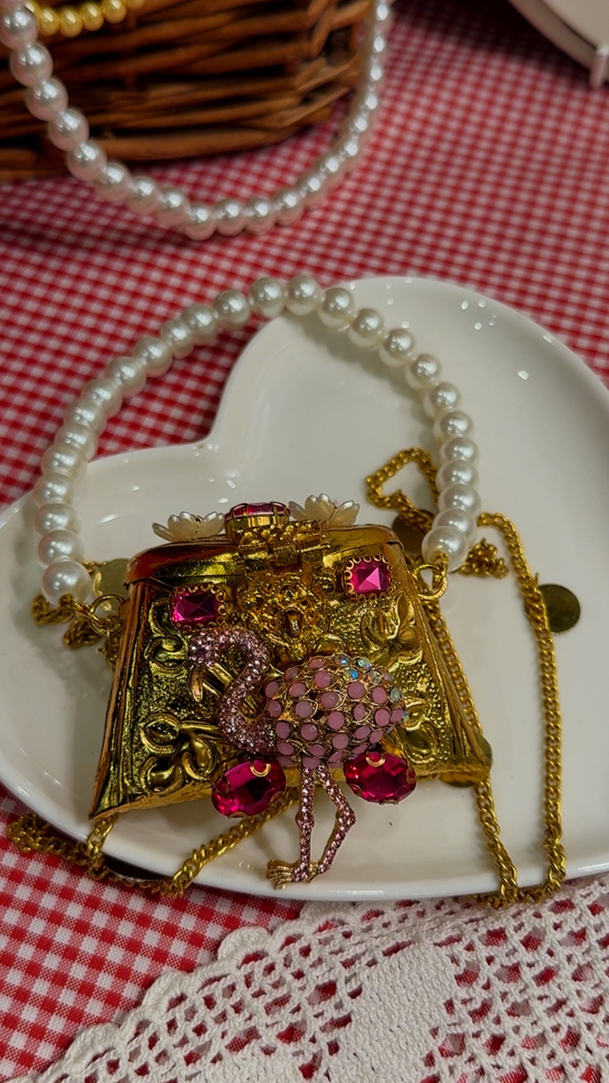 Flamingo pink coin clutch