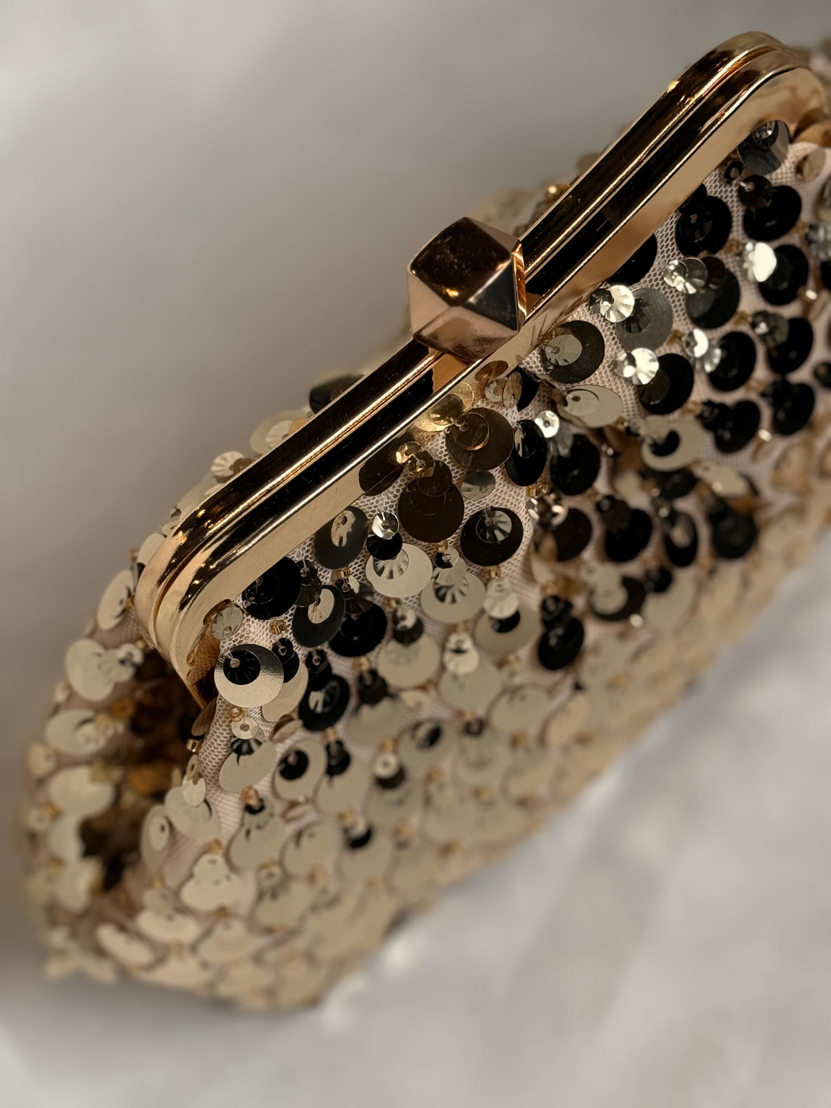 Sequin gold clutch