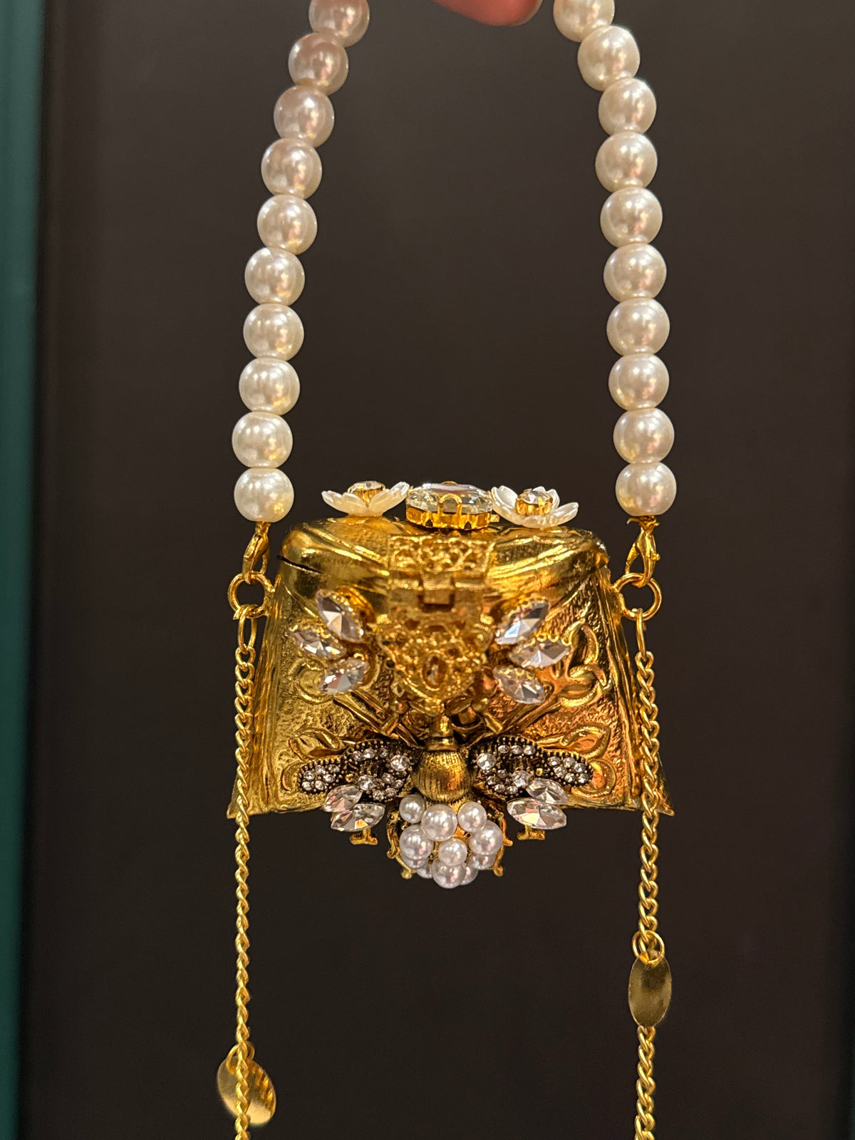 Bee embellished coin clutch