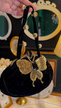 Velvet butterfly clutch