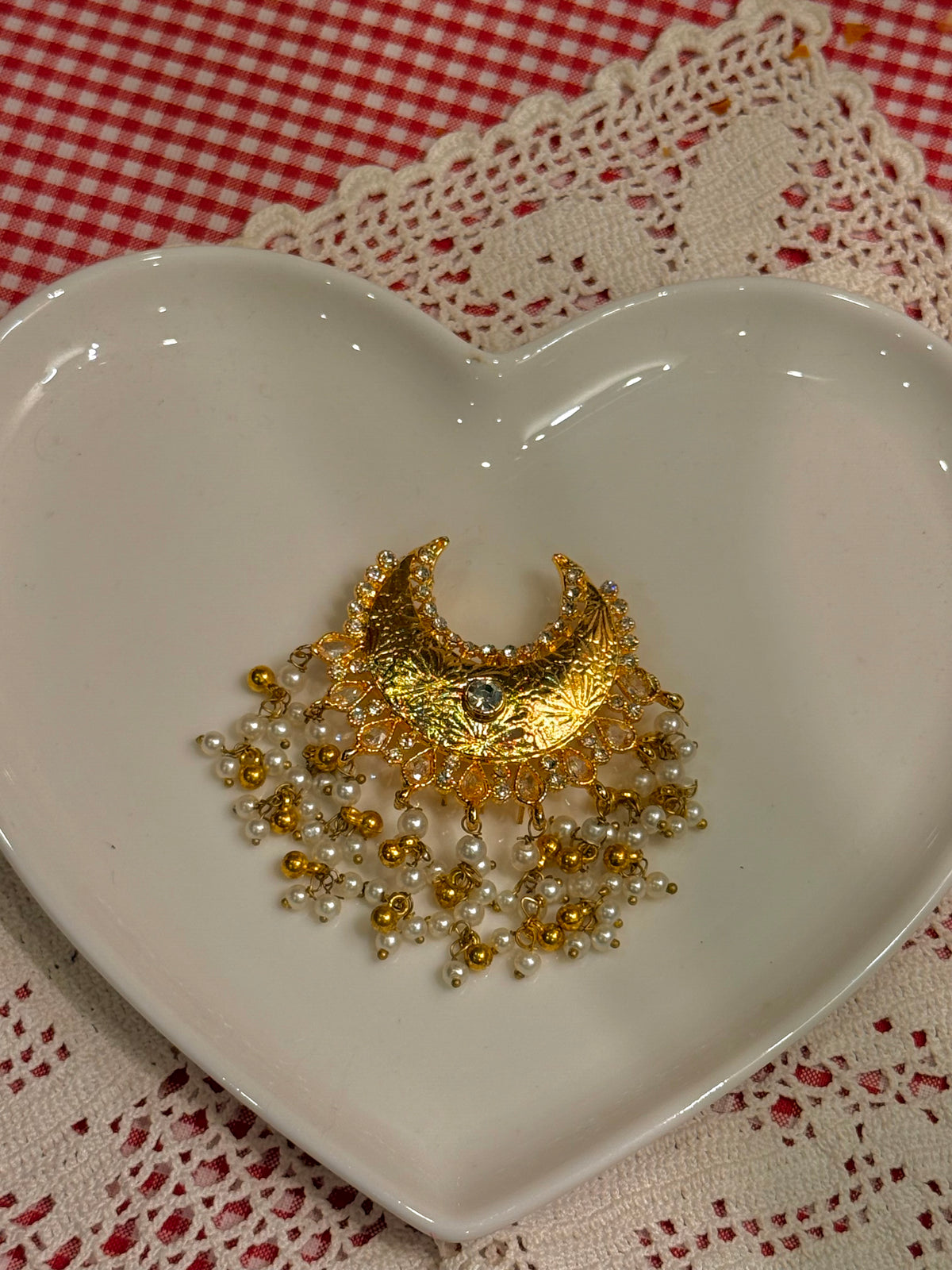 Chand kundan hair clip