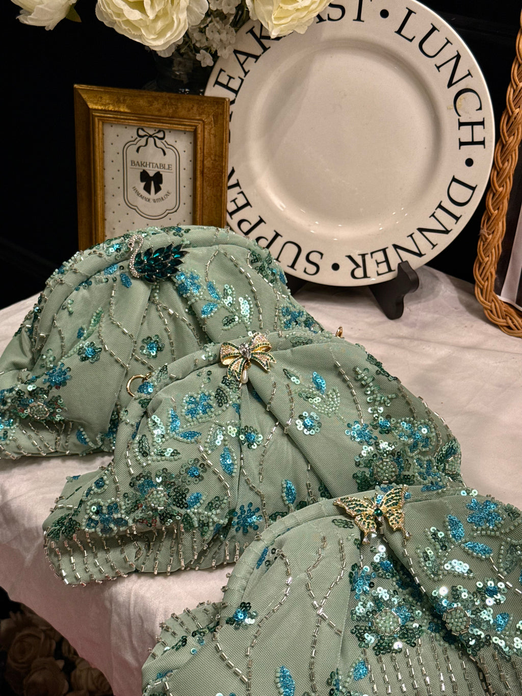 Hand embellished clutch