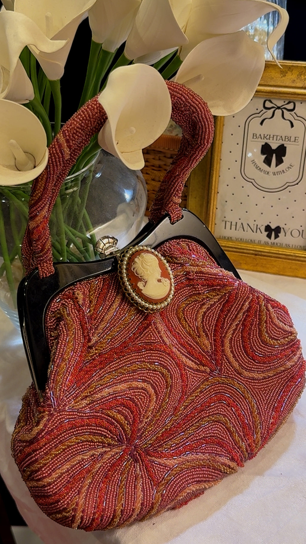 Vintage pink   Fully embellished clutch