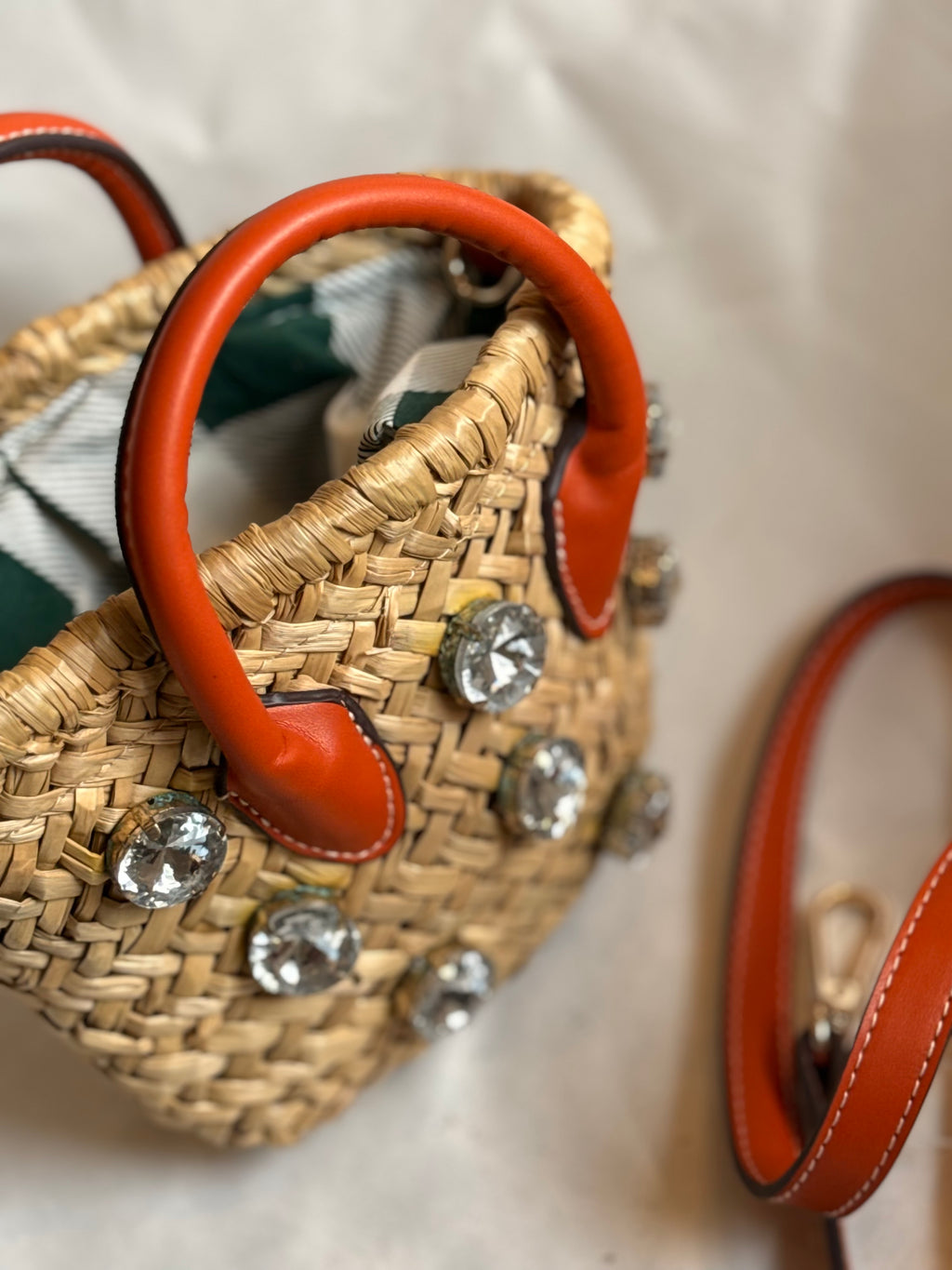 Orange jute bucket bag