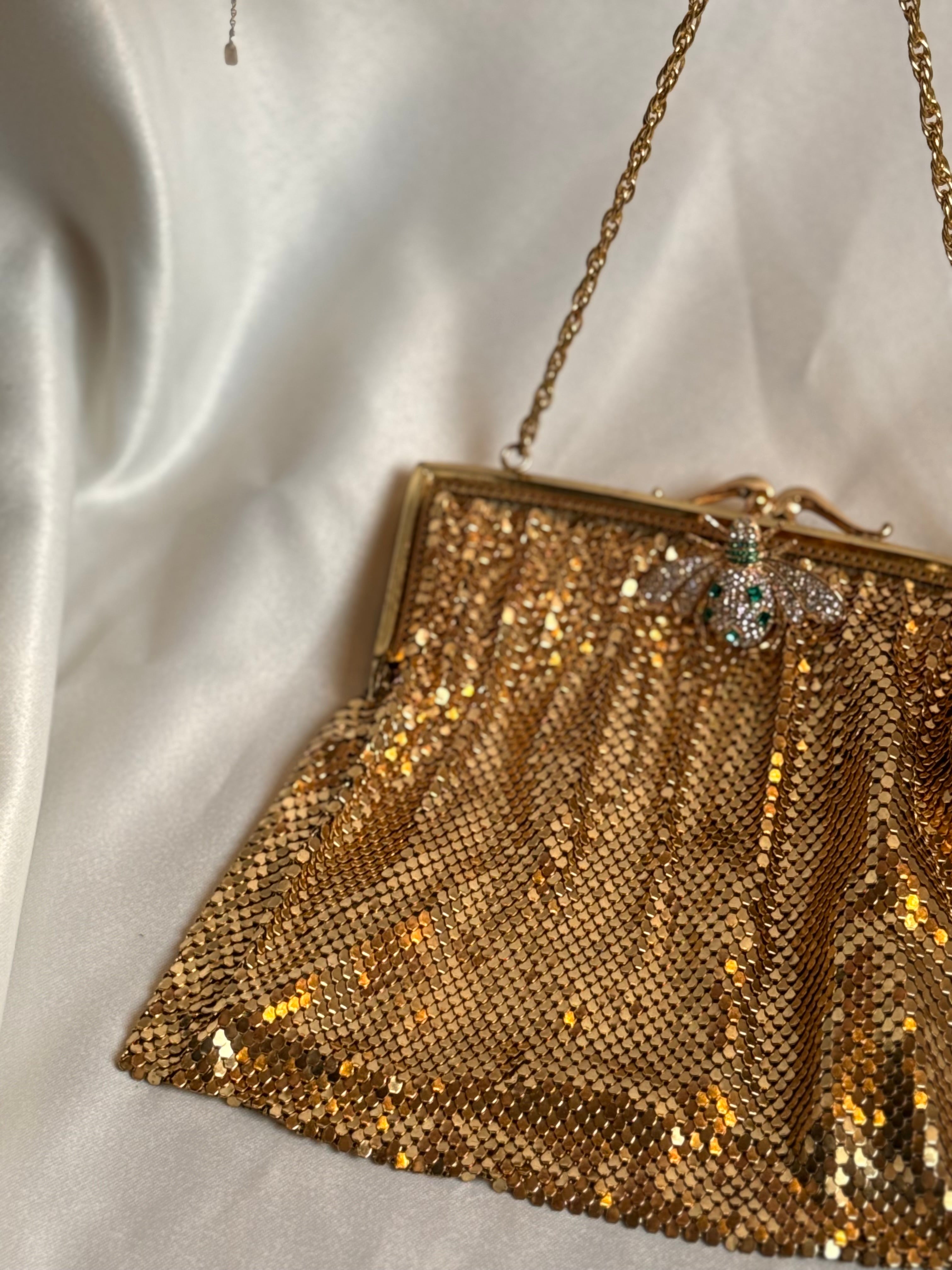 Gold mesh clutch