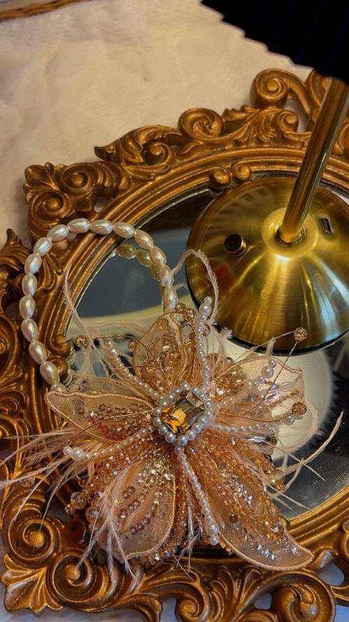 3d flower fur embellished