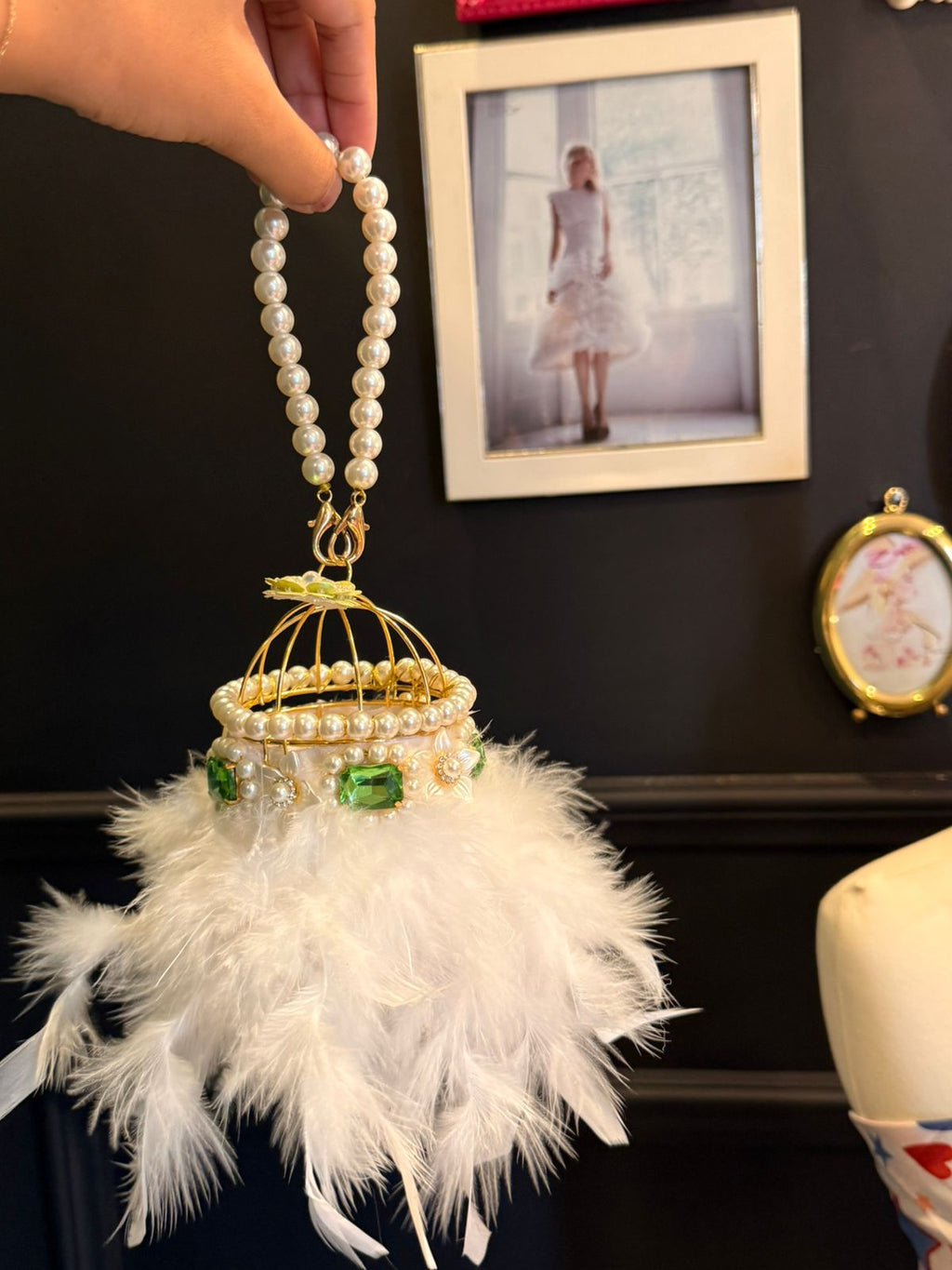 Fur mini clutch stone