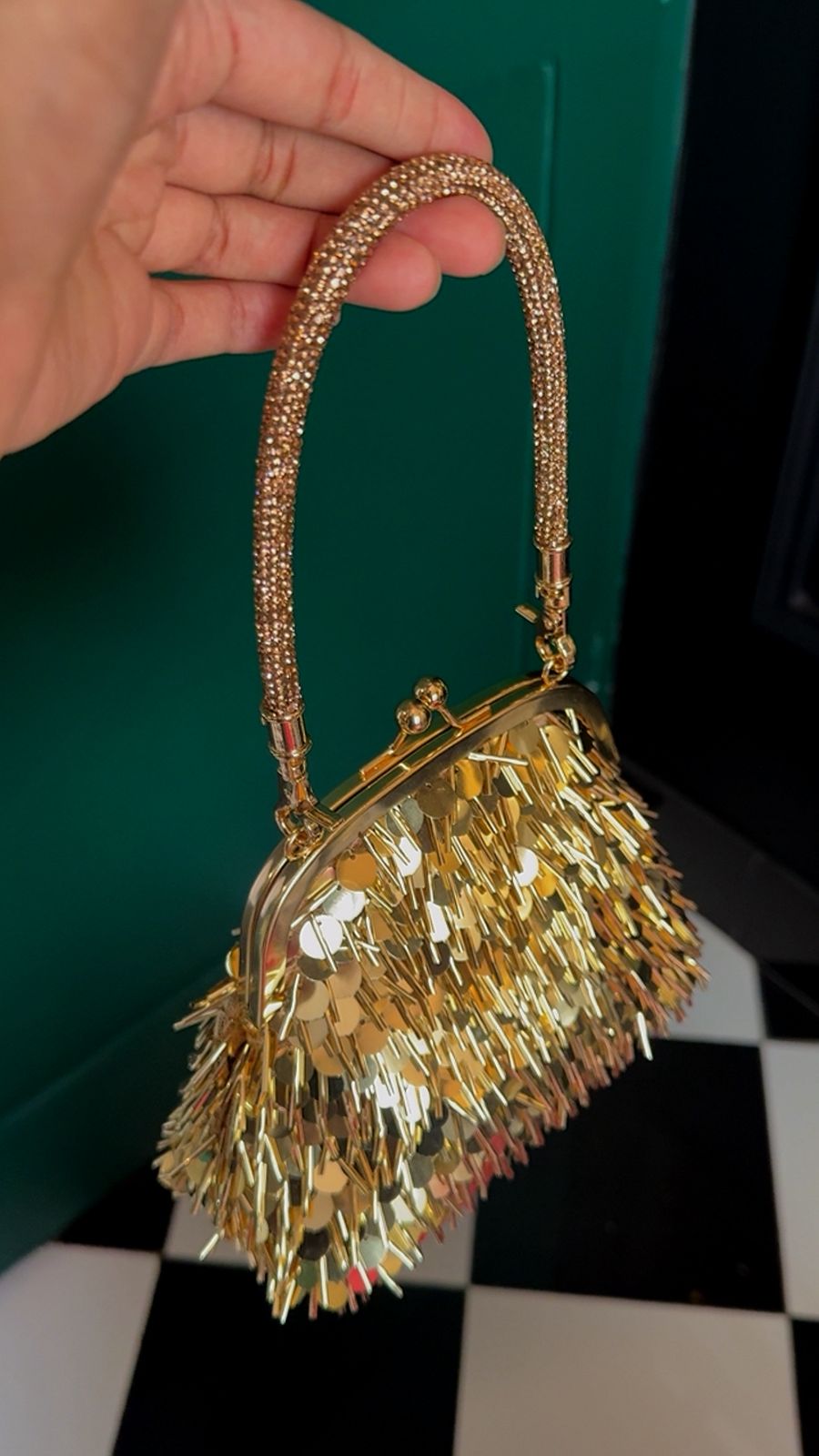 Gold sequence vintage clutch