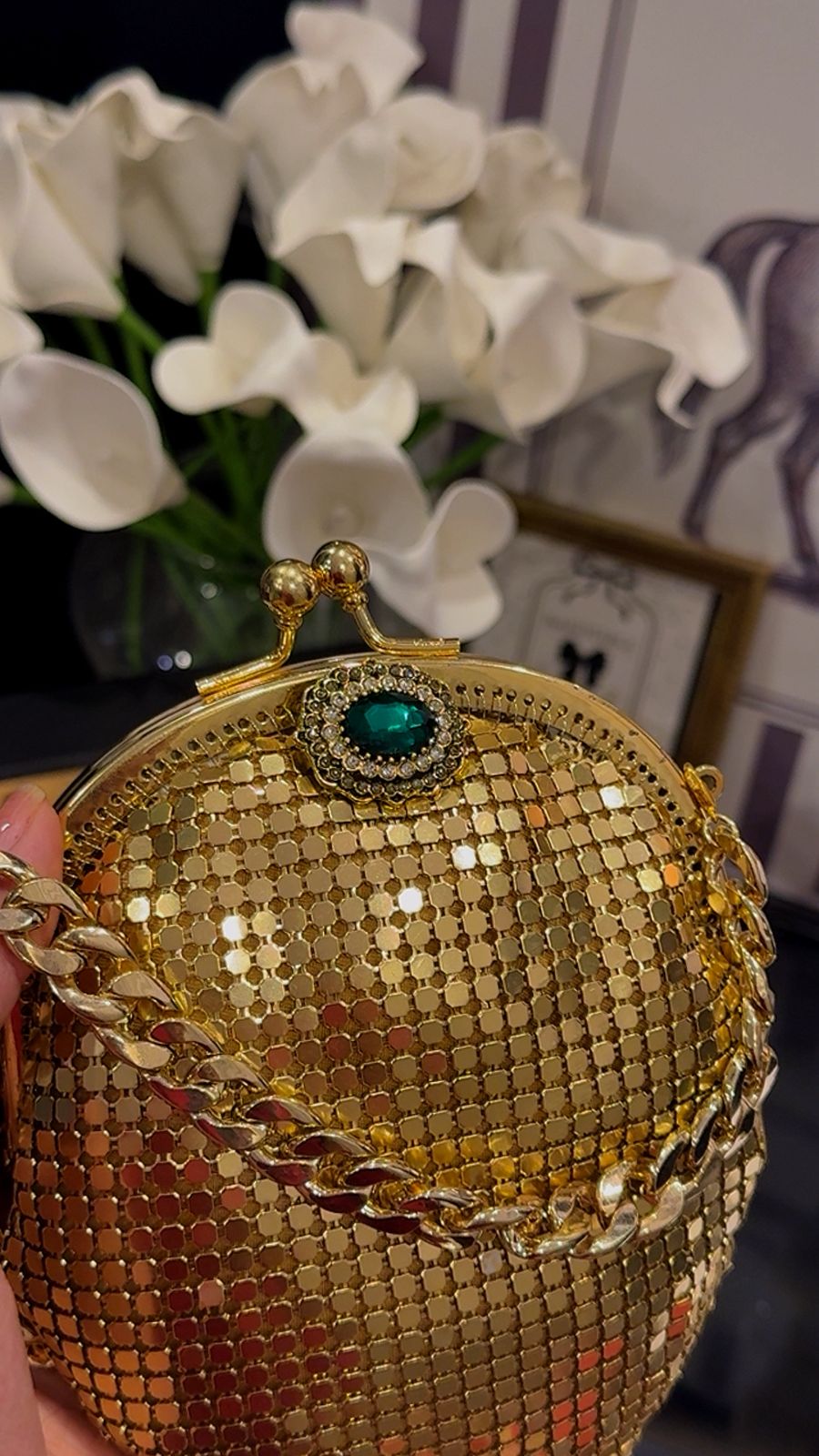 Gold mesh clutch 2 sided
