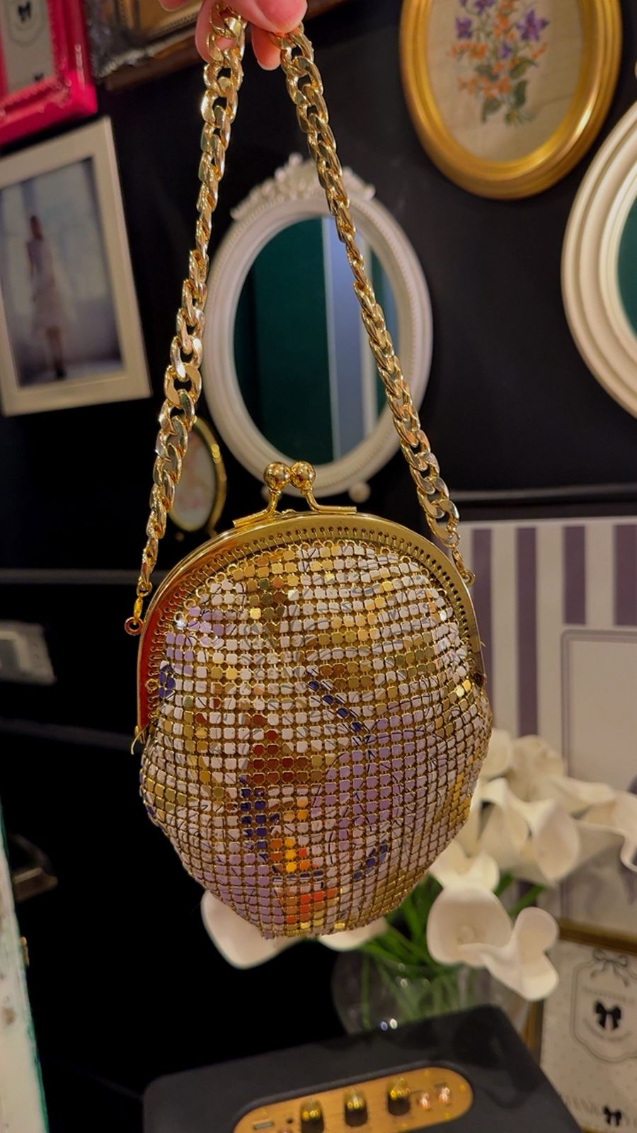 Gold mesh clutch 2 sided