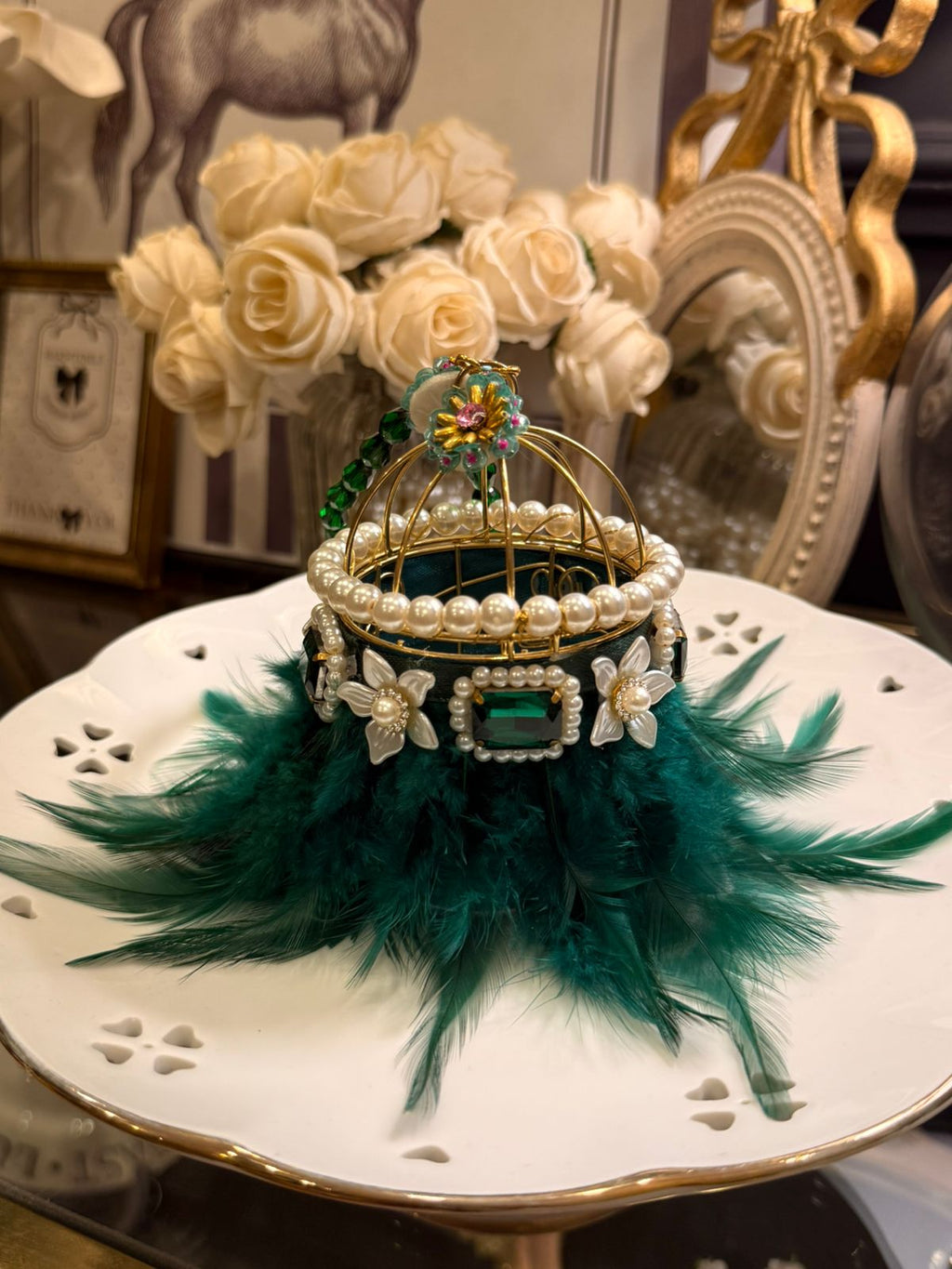 Emerald Green fur clutch
