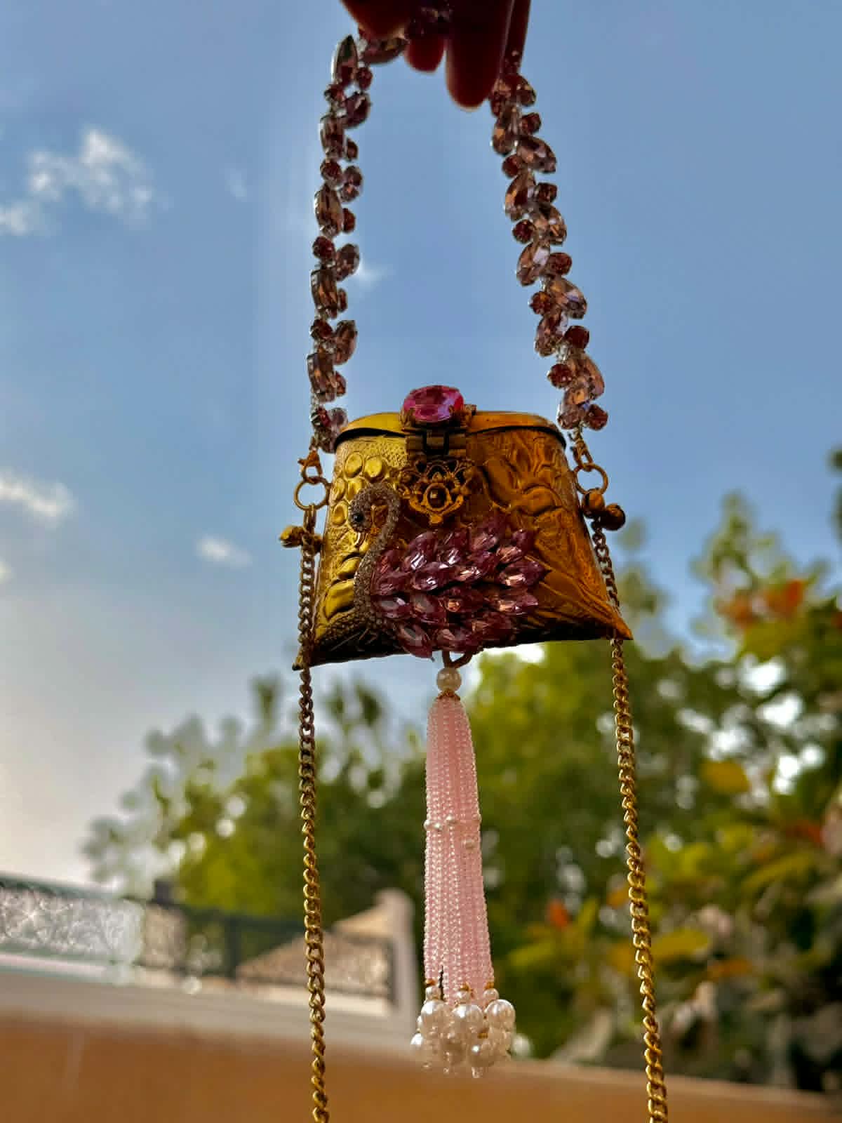 Mini nano clutch with pink swan embellishments