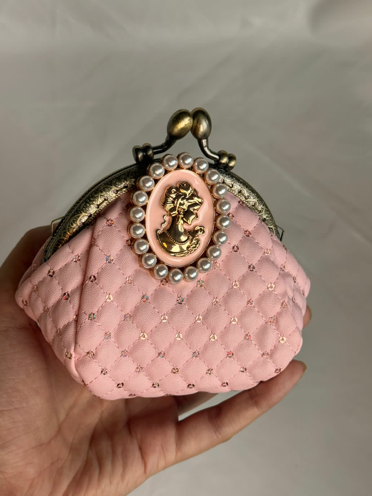 Mini pink Victorian clutch