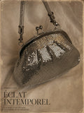 Vintage pure silver mesh clutch