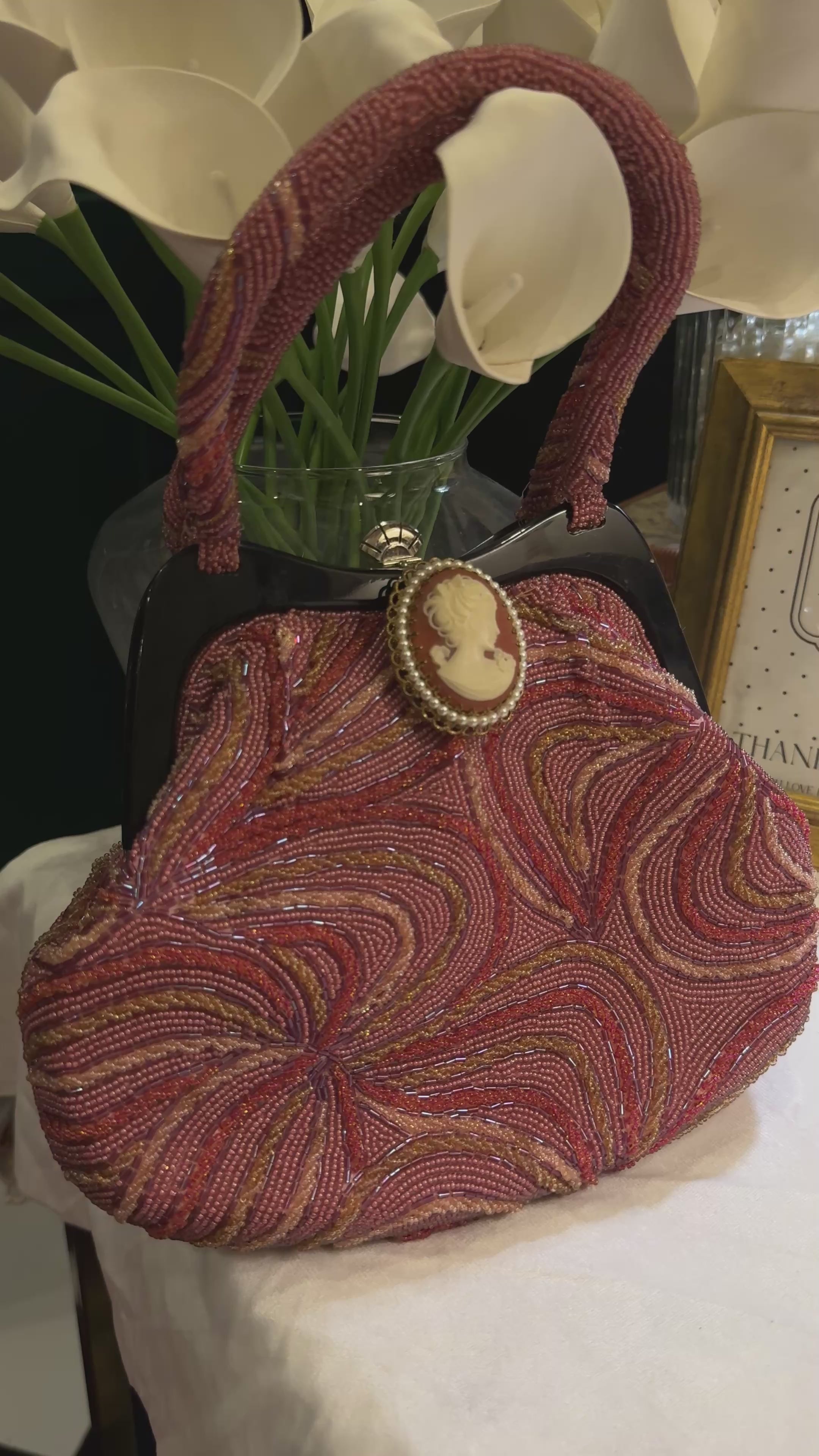 Vintage pink   Fully embellished clutch
