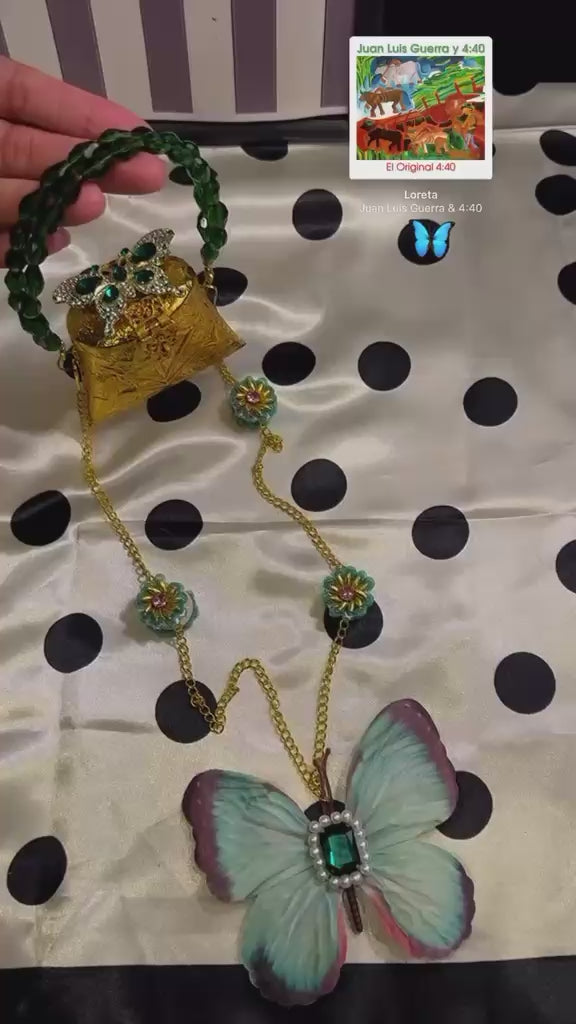 Mini micro clutch with butterfly embellishments