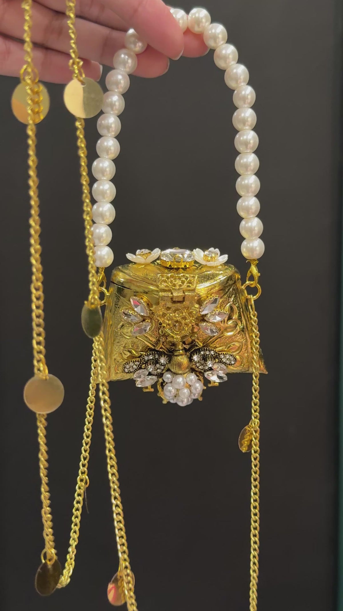 Bee embellished coin clutch