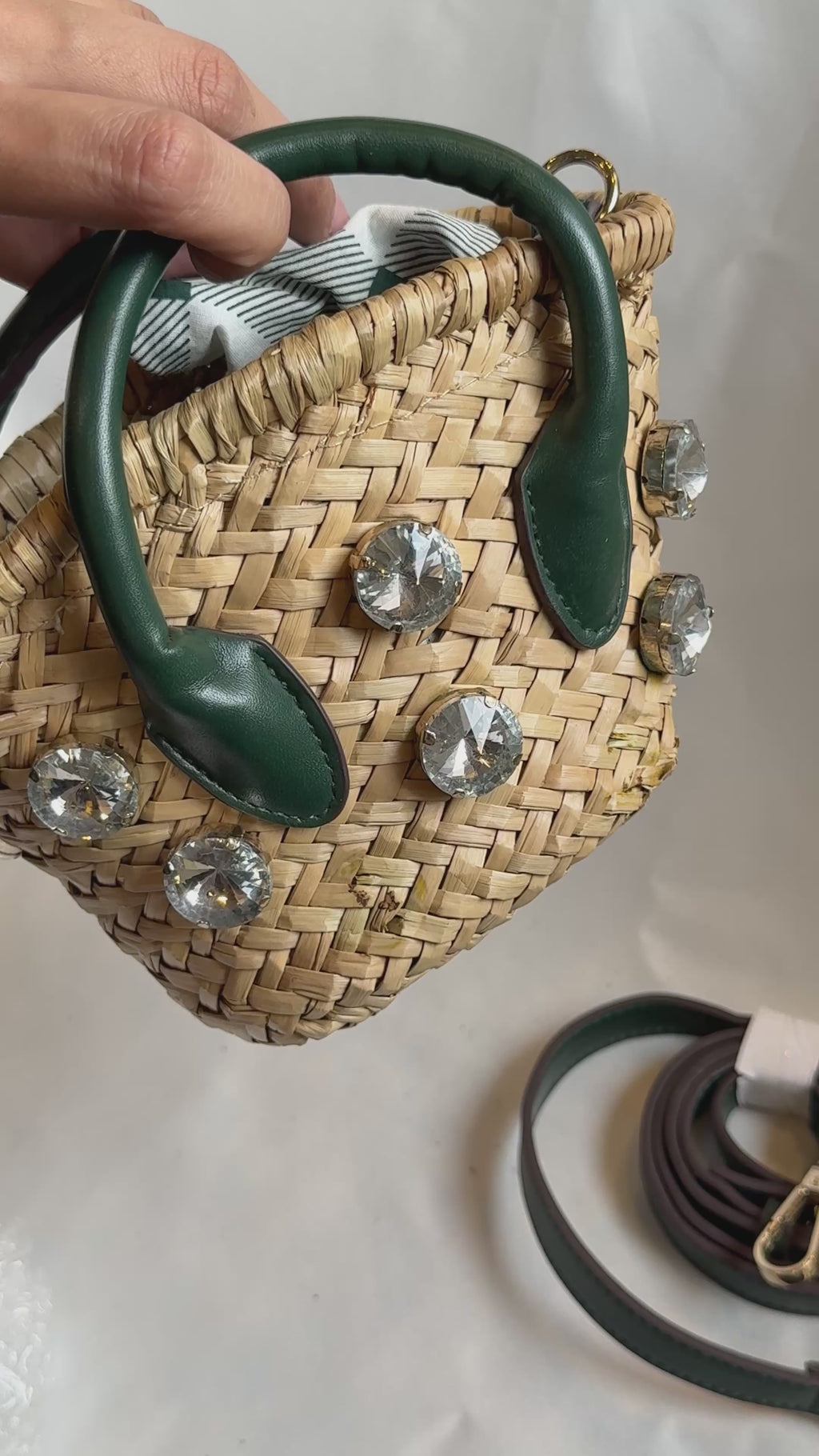 Green jute bucket bag