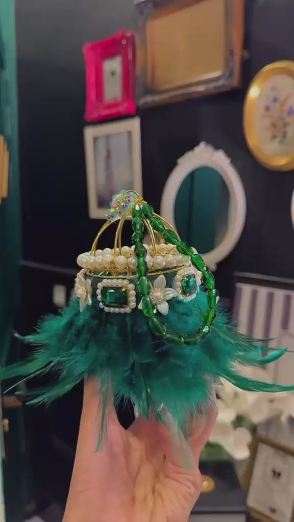 Emerald Green fur clutch